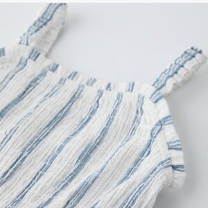 NWT Zara Kids TEXTURED PRINT DRESS blue STRIPED - REF 2548/604 - size 13/14